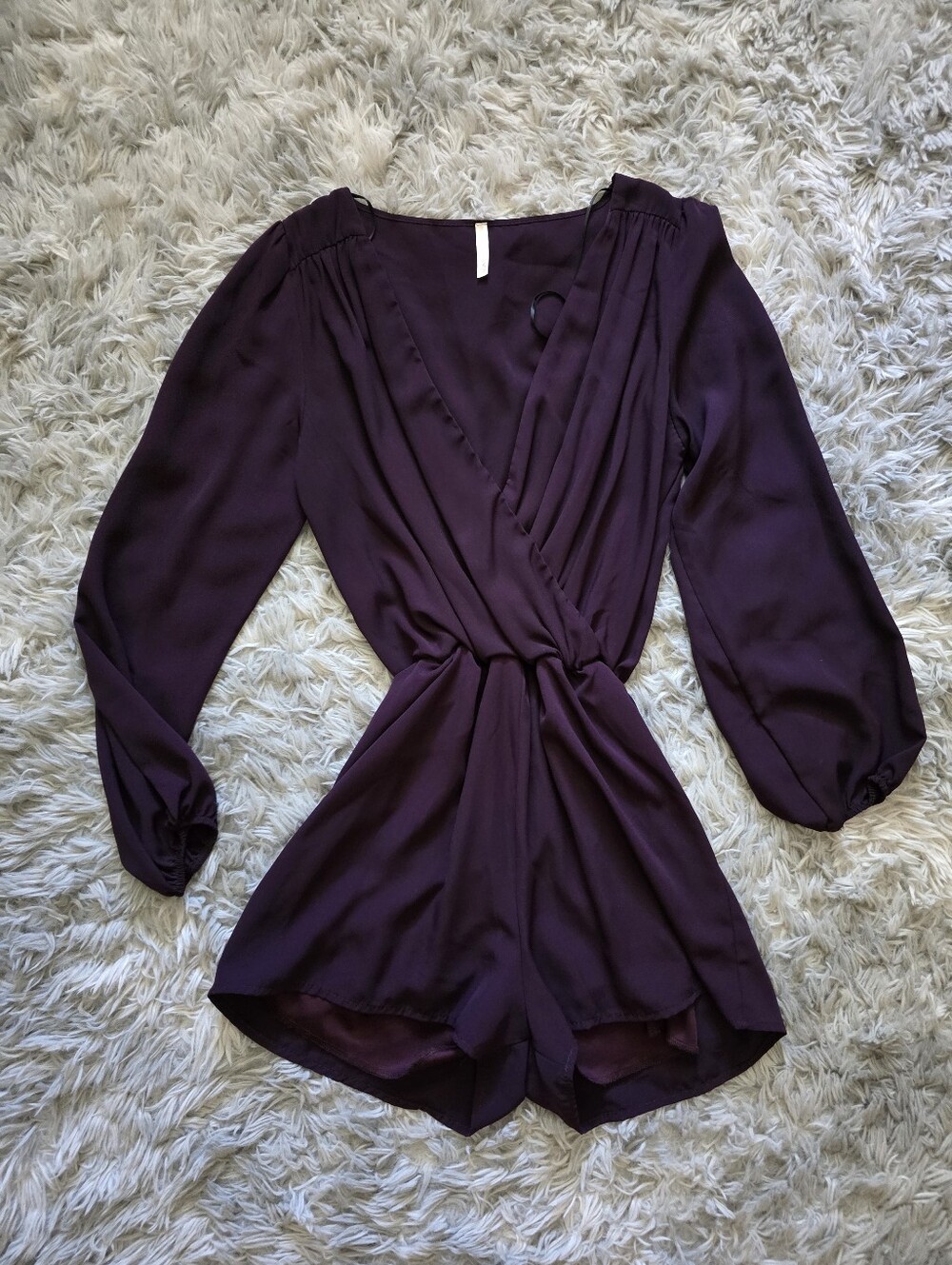 Sage Long Sleeve V-Neck Flowy Romper - Size Small
